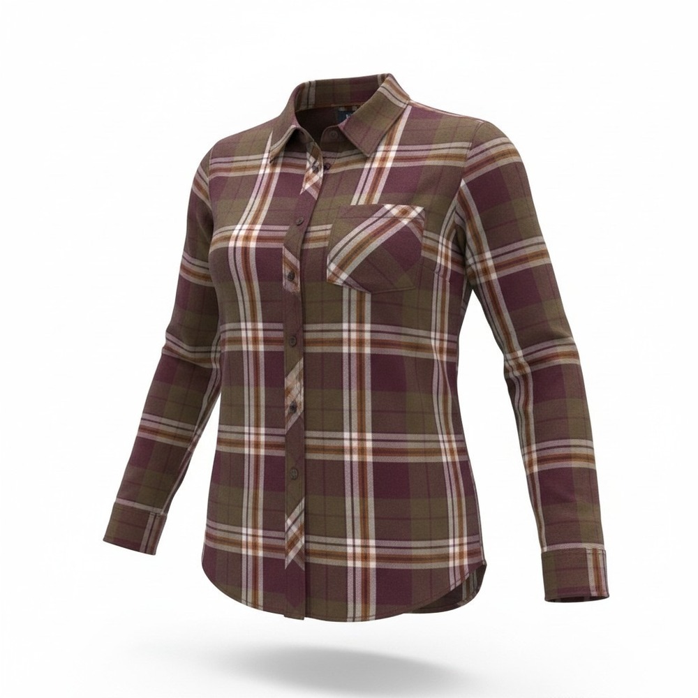Alaskan Hardgear Plaid Shirt Women S Maroon Hiking Outdoor Button Down Autumn